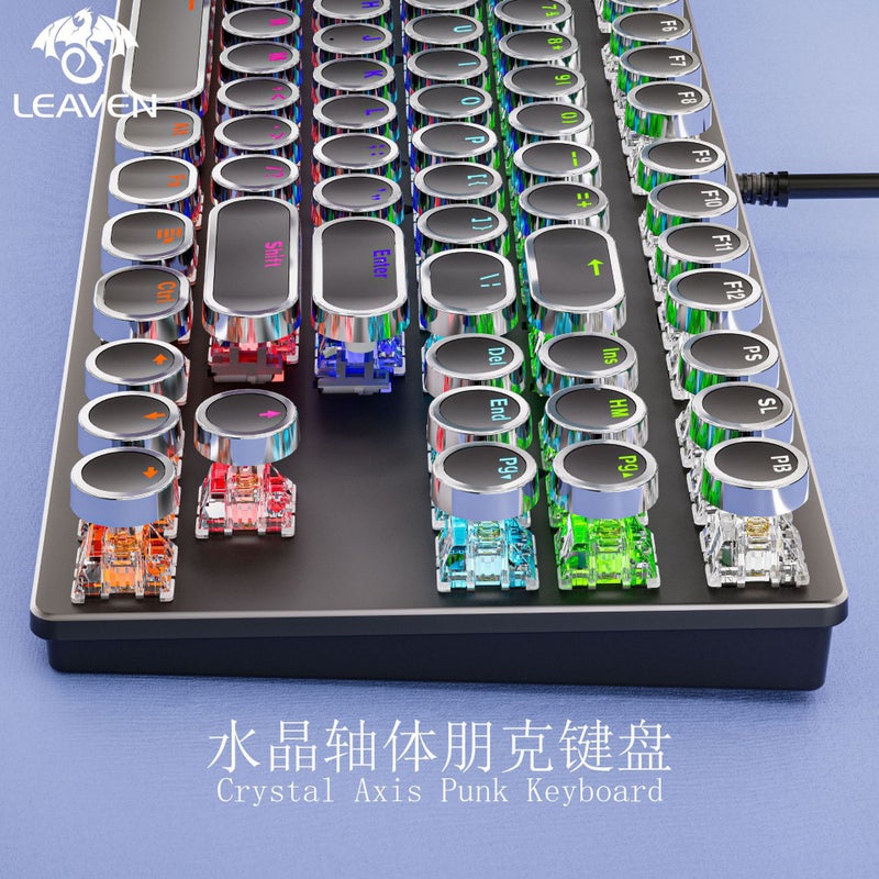 Crack K550 Punk Mechanical Keyboard 87 Key Wired Plug Round Key Office Computer Gaming Mechanical Keyboard - Image 5